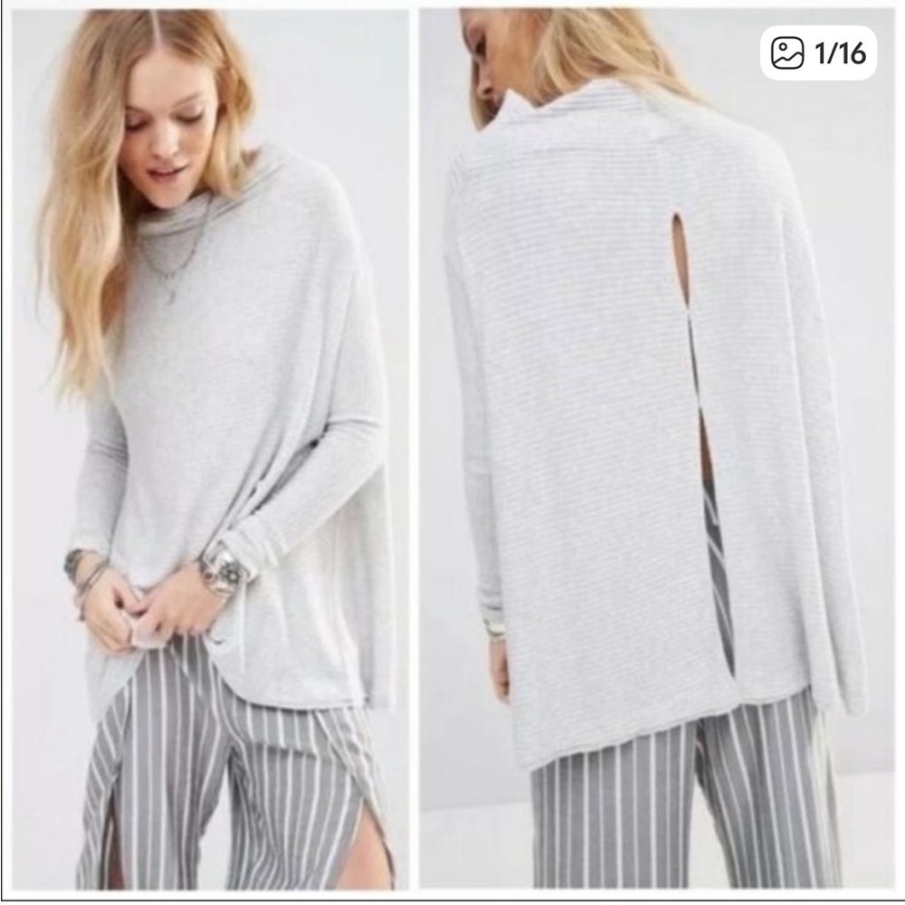 Free People We The Free Lover Ribbed Thermal Split Back Top size medium